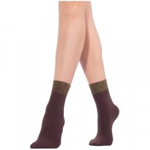 Женские носки средние, размер 0 (one size), коричневый, золотой MiNiMi. Цвет: коричневый/золотистый