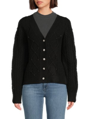 Двусторонний свитер вязанной вязки с украшением Danica , черный Sam Edelman