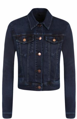 Укороченная джинсовая куртка с потертостями J Brand. Цвет: синий