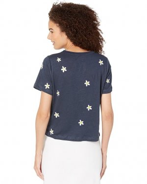 Футболка Daisy Stitches Linen Jersey Cropped Short Sleeve Easy Tee, цвет Total Eclipse Chaser