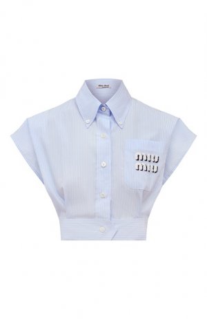 Хлопковая рубашка Miu. Цвет: голубой