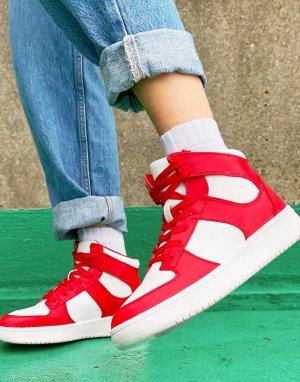 Ярко-красные баскетбольные кроссовки из веган-материалов с высоким верхом -Красный Monki