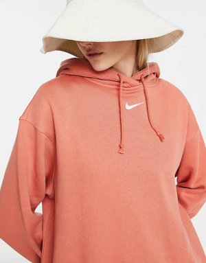 Объемный пуловер с худи Mini Swoosh цвета корня марены Nike