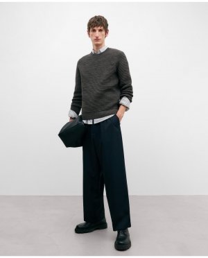 Мужские брюки классического кроя со складками черного цвета , черный Adolfo Dominguez. Цвет: черный