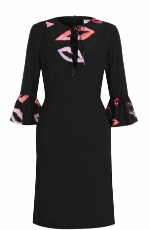 Приталенное платье-миди с укороченными рукавами Paul&Joe. Цвет: черный