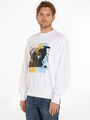 Джинсы NYC Хлопковый свитшот с принтом , ярко-белый Calvin Klein