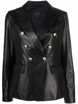 Embossed-button leather blazer Tagliatore. Цвет: черный