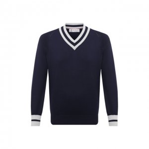 Хлопковый пуловер Brunello Cucinelli. Цвет: синий