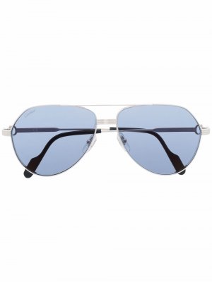 Солнцезащитные очки-авиаторы Cartier Eyewear. Цвет: серебристый