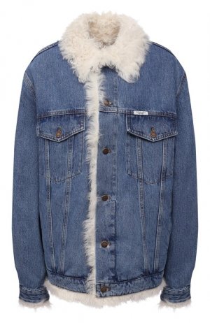 Джинсовая куртка с подкладкой из овчины Forte Dei Marmi Couture. Цвет: голубой