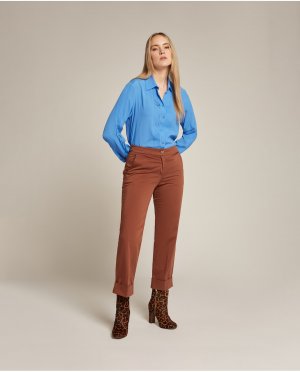 Женские прямые брюки-чиносы из хлопка стрейч , коричневый Elena Mirò. Цвет: коричневый