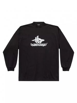 Многослойная спортивная футболка оверсайз с длинным рукавом , черный Balenciaga