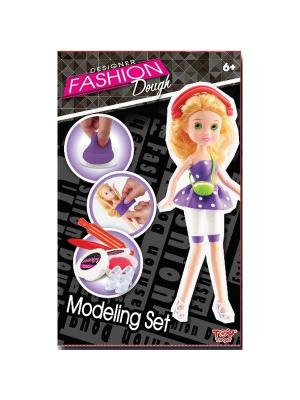 Набор для творчества с пластилином Fashion Dough и куклой Блондинка в сарафане Toy Target. Цвет: сиреневый