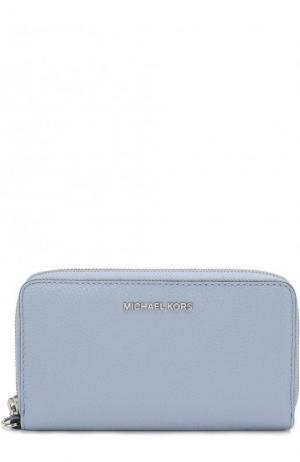 Кожаное портмоне с отделением для смартфона MICHAEL Kors. Цвет: голубой