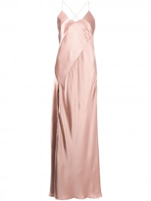Шелковое платье с открытой спиной Michelle Mason. Цвет: розовый