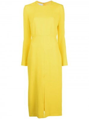 Платье с длинными рукавами и разрезом Giambattista Valli. Цвет: желтый