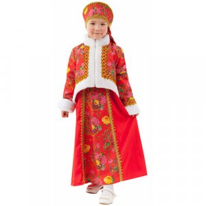 Детский костюм красной Масленицы Pug-08 пуговка. Цвет: красный/золотистый/белый