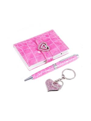 Подарочный набор: ручка, визитница, брелок Русские подарки. Цвет: розовый