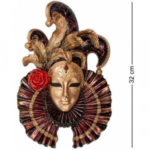 Венецианская маска Шут WS-371 113-902967 Veronese. Цвет: золотистый/красный