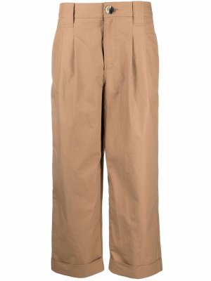 Прямые брюки из органического хлопка GANNI. Цвет: коричневый