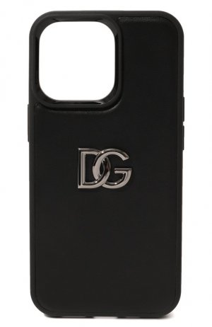 Кожаный чехол для iPhone 13 Pro Dolce & Gabbana. Цвет: чёрный