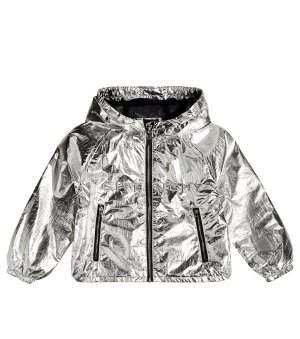 Куртка с эффектом металлик и логотипом , серебряный Givenchy Kids