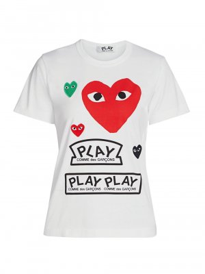 Большая футболка с сердечками Comme des Garçons PLAY, белый Play