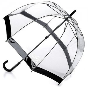 Зонт-трость , механика, купол 84 см., 8 спиц, для женщин, бесцветный, черный FULTON. Цвет: черный