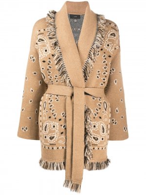 Кардиган-пальто оверсайз с узором Alanui. Цвет: коричневый