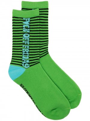 Комплект из трех пар носков с надписью Natasha Zinko. Цвет: зеленый