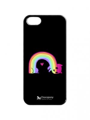 Чехол для iPhone 5/5s  Котенок-радуга Chocopony. Цвет: черный