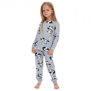 Пижама для девочки Панды размер 28, рост 86-92, цвет серый Kaftan. Цвет: серый