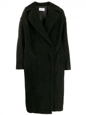 Фактурное пальто миди с логотипом Forte Dei Marmi Couture. Цвет: черный