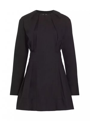 Мини-платье из поплина с длинными рукавами , черный Proenza Schouler