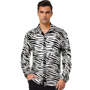 Мужская винтажная хлопковая рубашка на пуговицах с леопардовым принтом и длинными рукавами Lars Amadeus