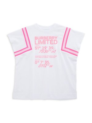 Свободная футболка с логотипом для маленькой девочки , белый Burberry