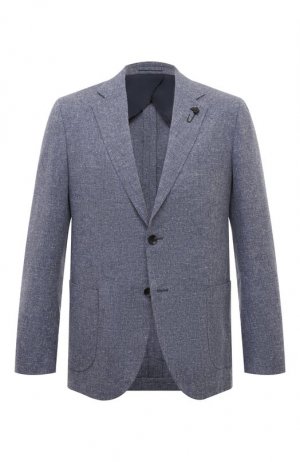 Пиджак из шерсти и хлопка Lardini. Цвет: синий