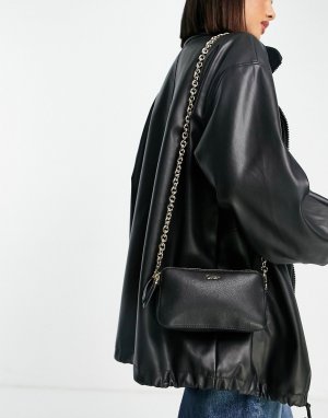 Черная кожаная сумка на плечо с ремешком-цепочкой -Черный цвет Paul Costelloe