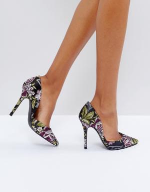 Жаккардовые туфли-лодочки с вырезами DOrsay Glamorous. Цвет: мульти