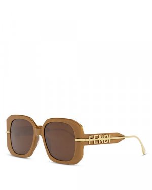 Квадратные солнцезащитные очки graphy, 55 мм , цвет Brown Fendi