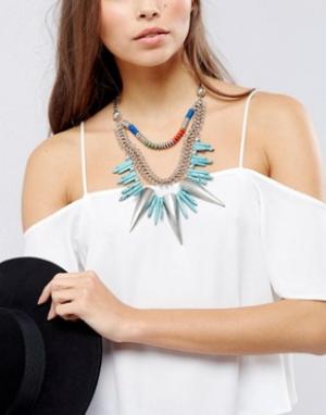 Ожерелье-чокер с бусинами и шипами Glamorous. Цвет: мульти