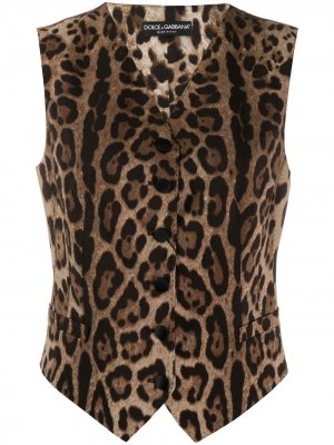 Жилет с леопардовым принтом Dolce & Gabbana. Цвет: коричневый