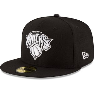 Мужская облегающая шляпа New Era Black York Knicks & White Logo 59FIFTY