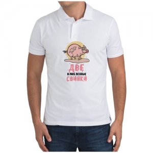 Рубашка- поло Две влюбленные свинки...Мальчик CoolPodarok. Цвет: белый