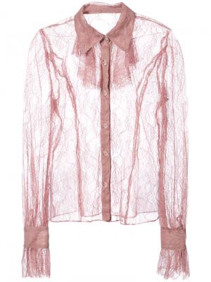 Кружевная полупрозрачная рубашка Anna Sui. Цвет: розовый и фиолетовый