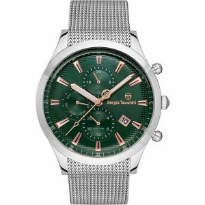 Наручные часы Archivio, серебряный, зеленый SERGIO TACCHINI. Цвет: серебристый/серый/зеленый