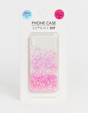 Чехол для iphone X/XS с блестками -Розовый Skinnydip