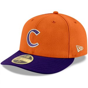 Мужская облегающая шляпа New Era оранжевого/фиолетового цвета Clemson Tigers с низким профилем 59FIFTY