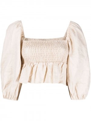 Укороченная блузка Vivica со сборками Faithfull the Brand. Цвет: нейтральные цвета