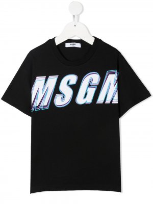 Футболка с логотипом MSGM Kids. Цвет: черный